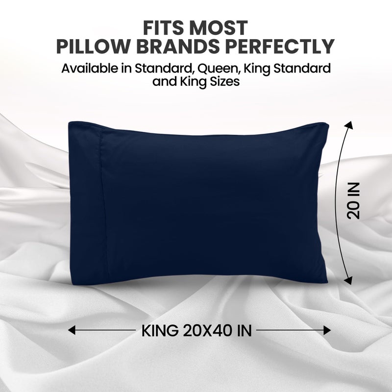 Utopia Bedding King Pillow Cases - 2 Pack - Envelope Closure - Soft Brushed Microfiber Fabric - Shrinkage and Fade Resistant Pillow Covers King Size 20 X 40 Inches (King, Navy) - Image 2